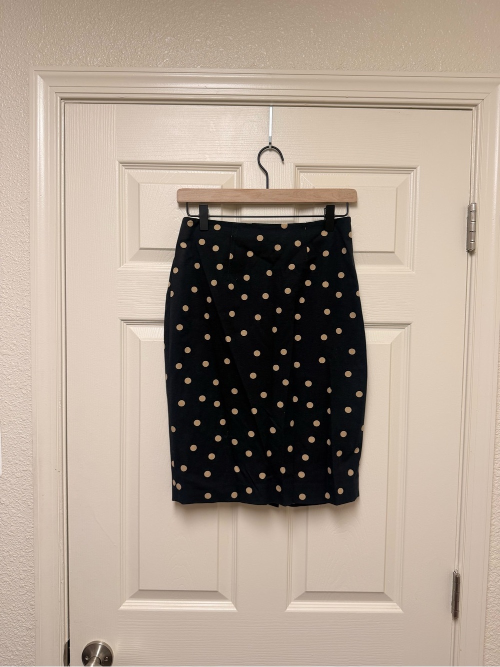 Ann Taylor Black Skirt with Beige Polka Dots